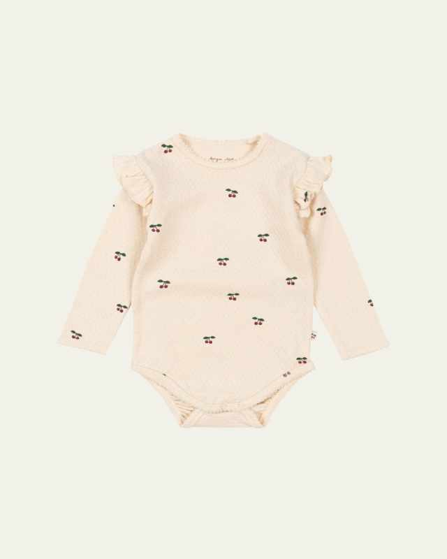 Girl's Sui Cherry-Print Bodysuit, Size 9M-3
